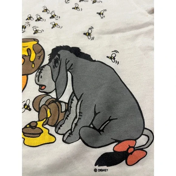 Kids Disney Winnie the Pooh Eeyore Honey Bees T Shirt White Size 5 Made in USA - Picture 2 of 8